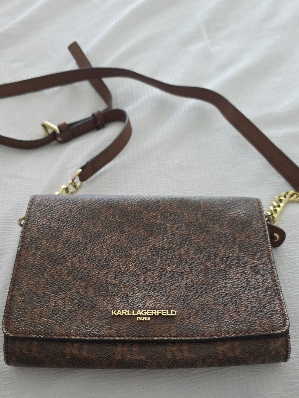 Karl Lagerfeld Brown Signature Crossbody Bag